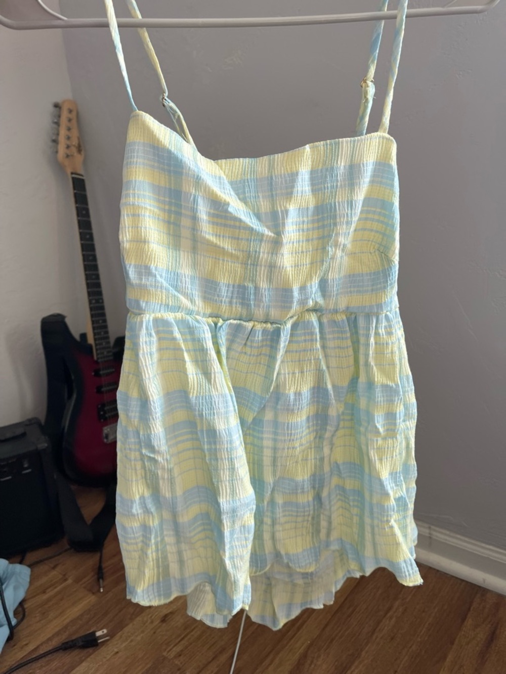 Pastel Yellow & Light Blue Striped babydoll top